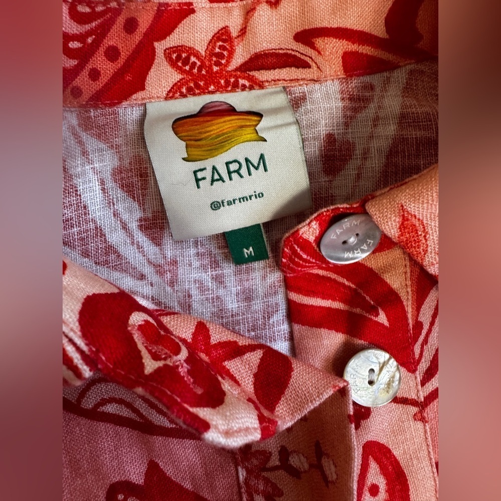 Farm Rio Jaipur Floral Paisley Linen Romper Size Medium - Picture 11 of 15
